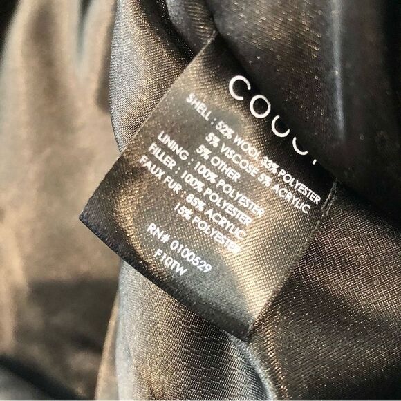 𝅺Coogi Womens Embroidered Wool Blend Varsity Jacket Fur Black Gold Small Vintage - Picture 7 of 7